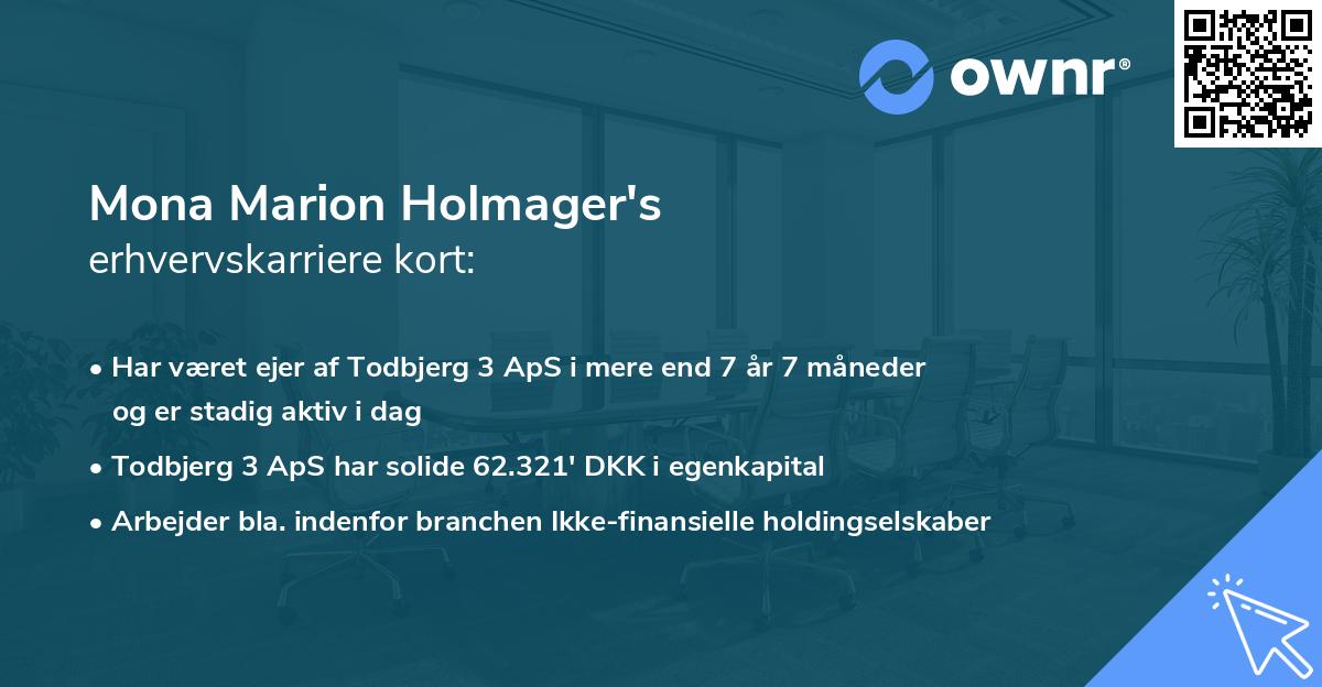 Mona Marion Holmager's erhvervskarriere kort