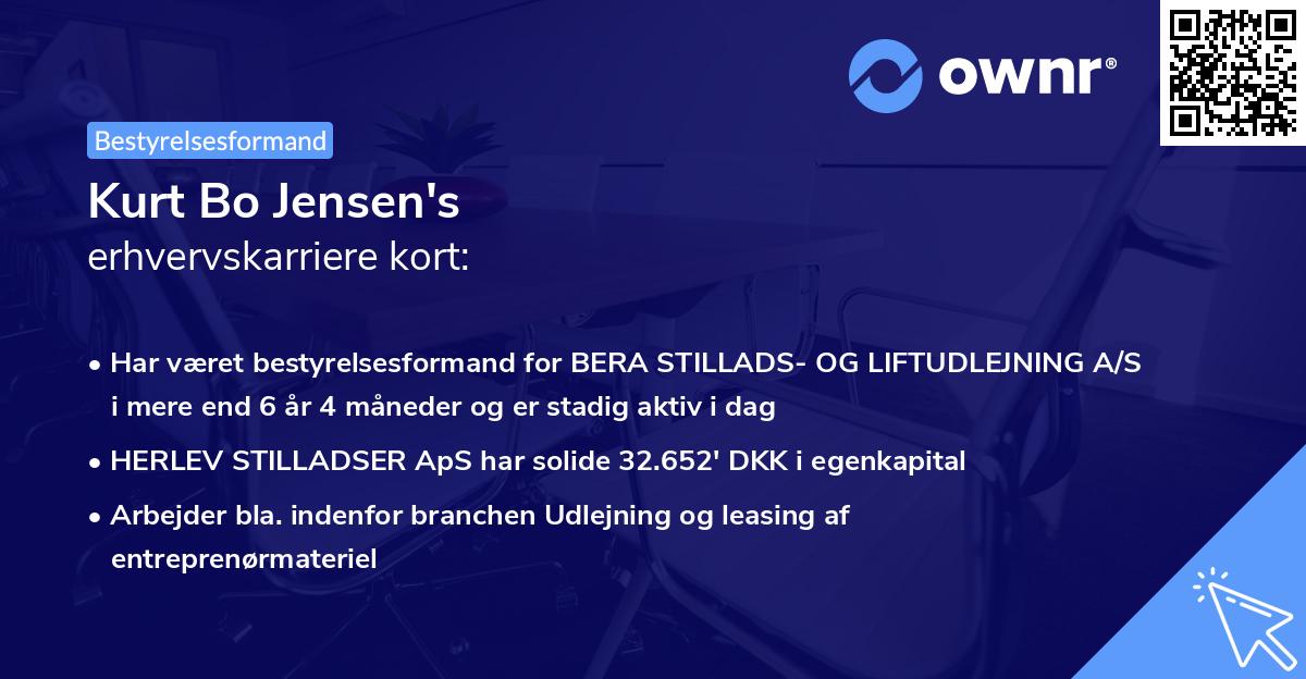 Kurt Bo Jensen's erhvervskarriere kort