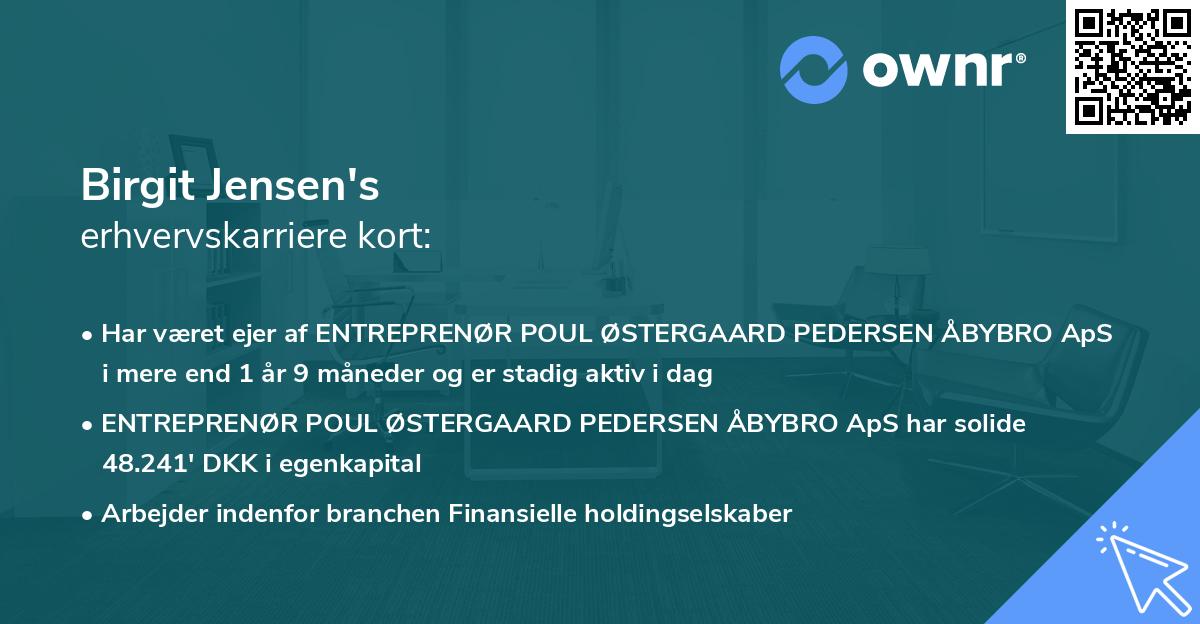 Birgit Jensen's erhvervskarriere kort