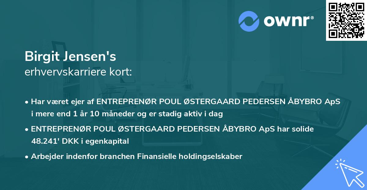 Birgit Jensen's erhvervskarriere kort