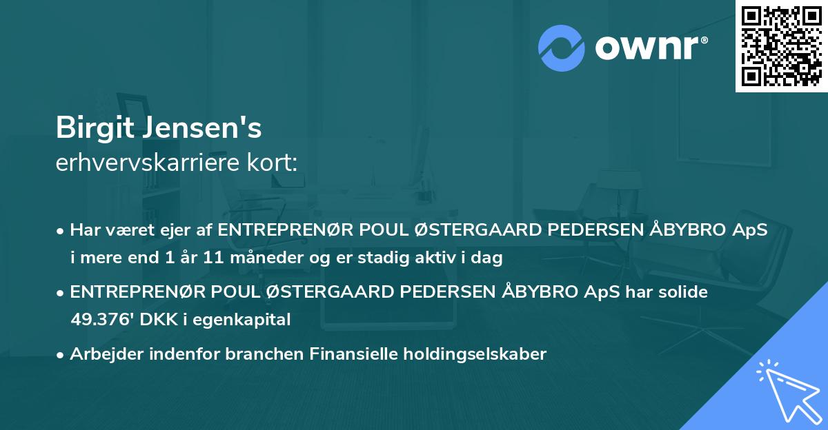 Birgit Jensen's erhvervskarriere kort
