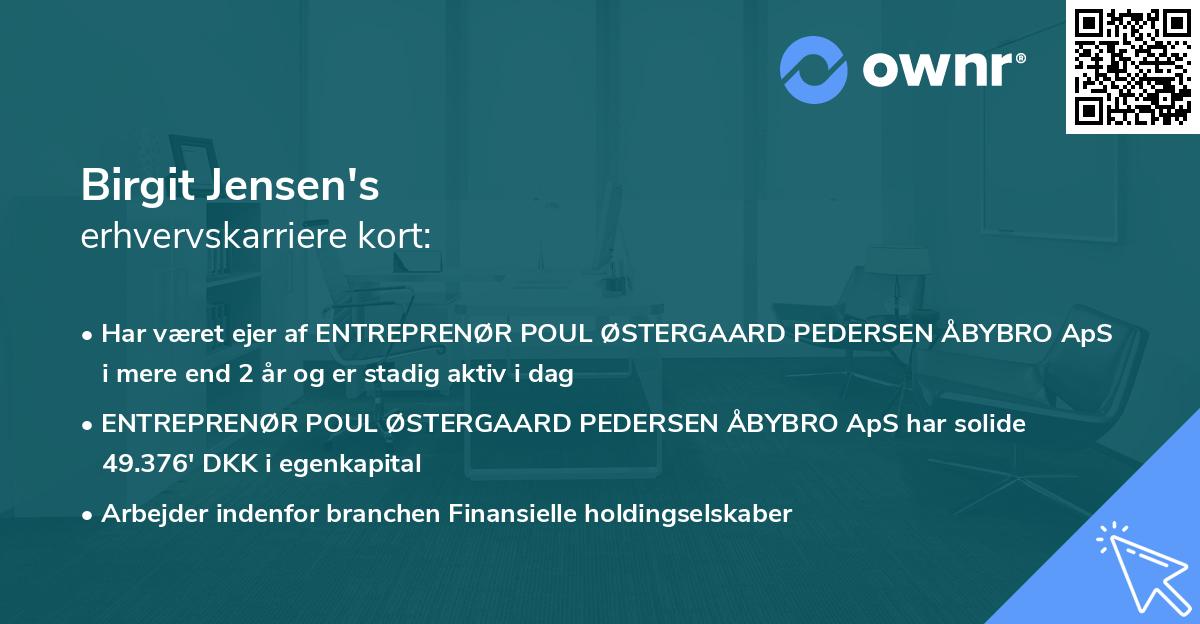 Birgit Jensen's erhvervskarriere kort