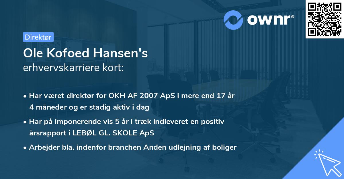 Ole Kofoed Hansen's erhvervskarriere kort