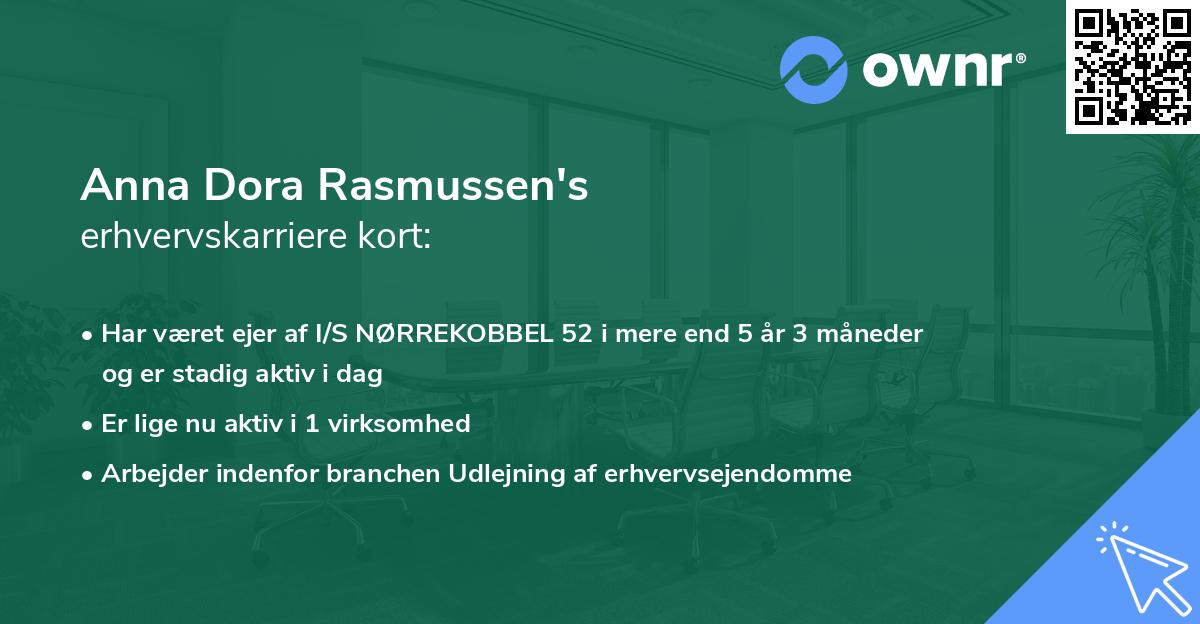 Anna Dora Rasmussen's erhvervskarriere kort