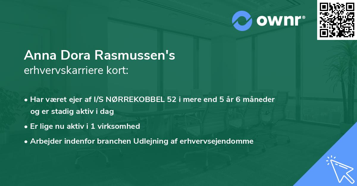 Anna Dora Rasmussen's erhvervskarriere kort