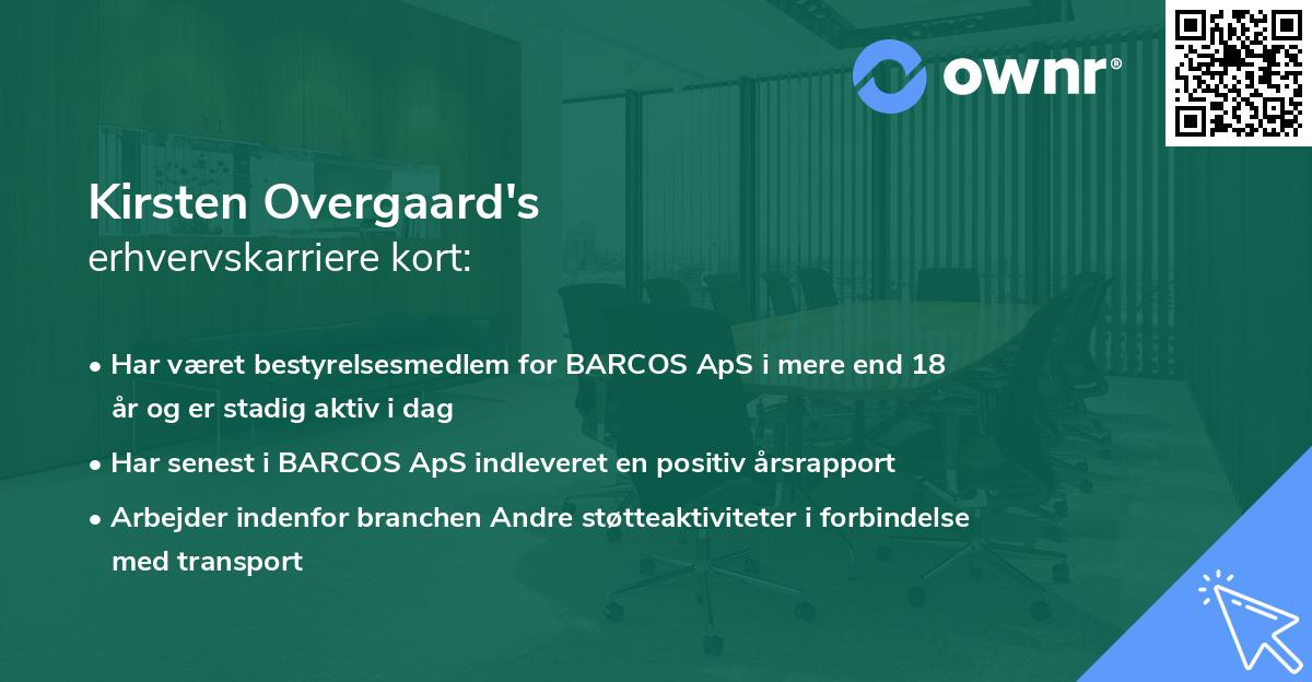 Kirsten Overgaard's erhvervskarriere kort