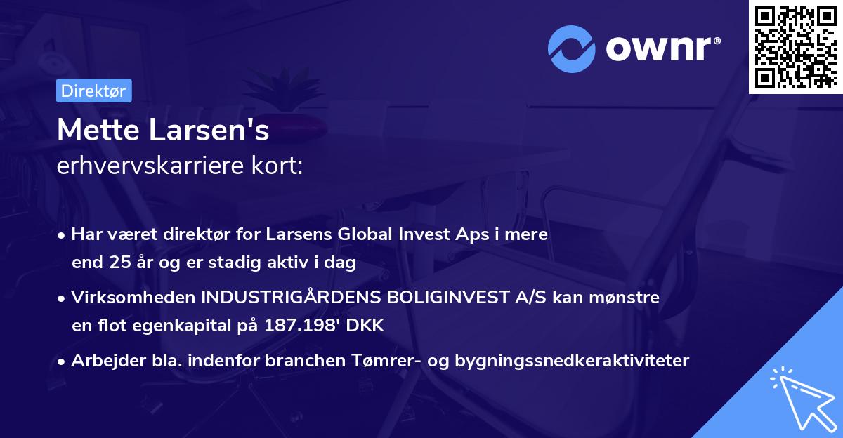 Mette Larsen's erhvervskarriere kort