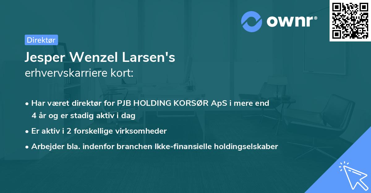 Jesper Wenzel Larsen's erhvervskarriere kort