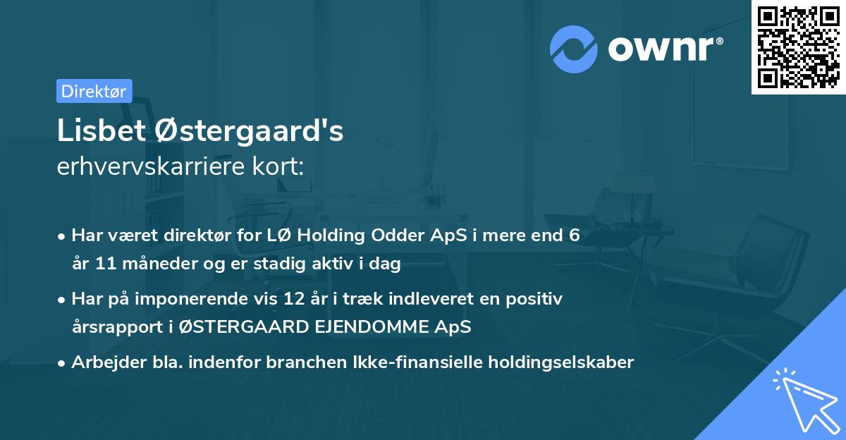 Lisbet Østergaard's erhvervskarriere kort