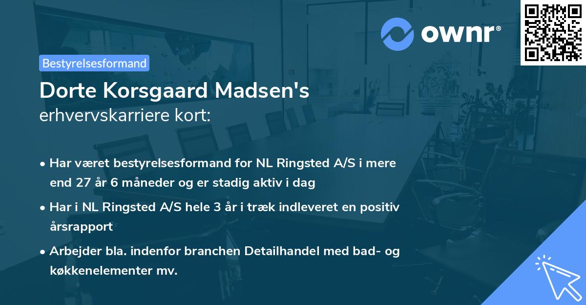 Dorte Korsgaard Madsen's erhvervskarriere kort