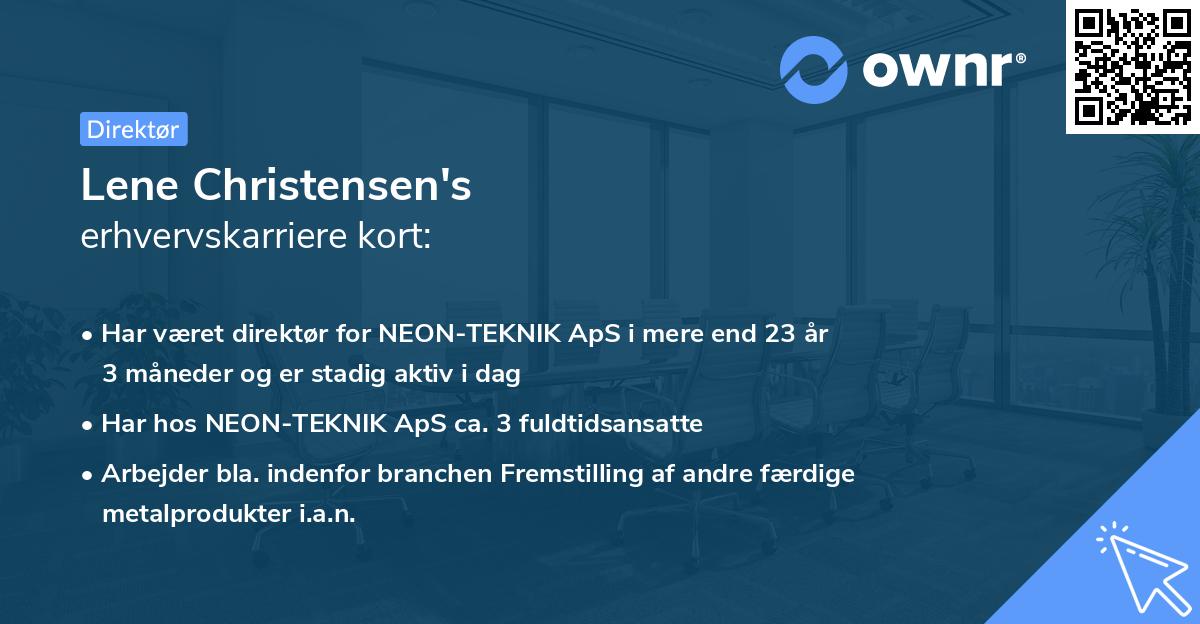 Lene Christensen's erhvervskarriere kort