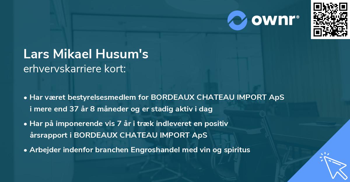 Lars Mikael Husum's erhvervskarriere kort