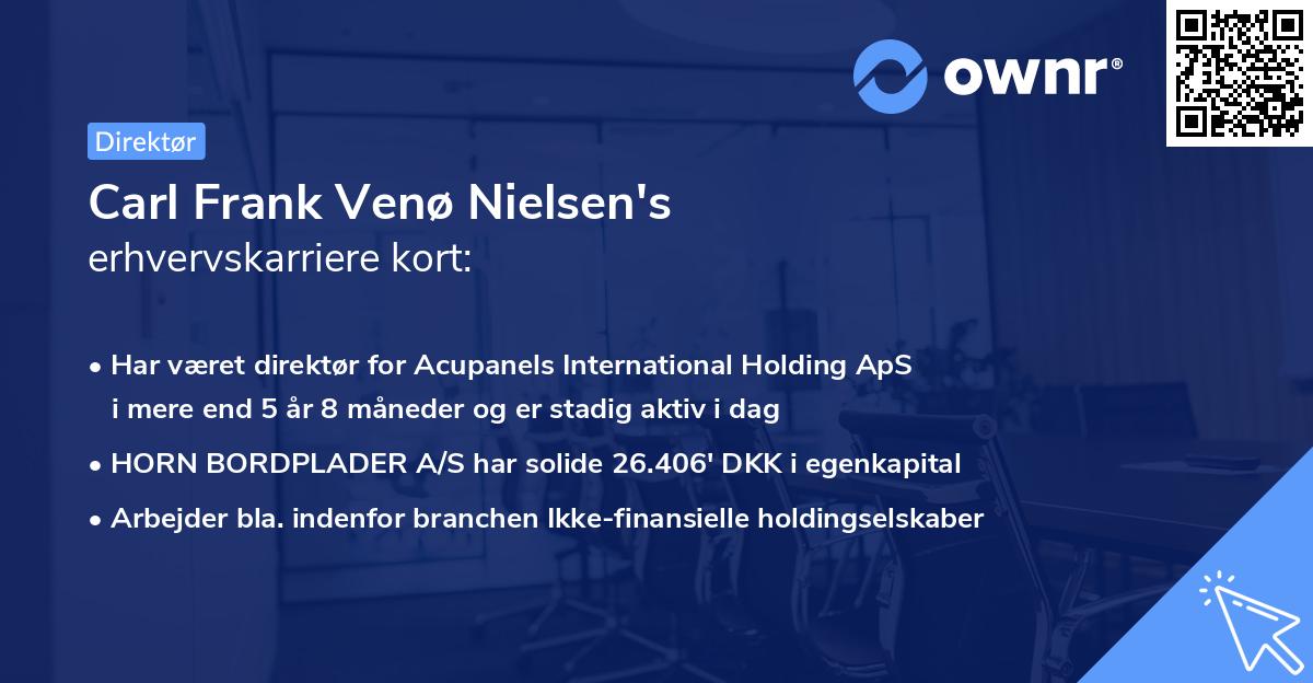Carl Frank Venø Nielsen's erhvervskarriere kort