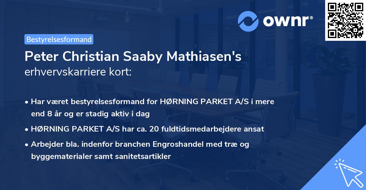 Peter Christian Saaby Mathiasen's erhvervskarriere kort