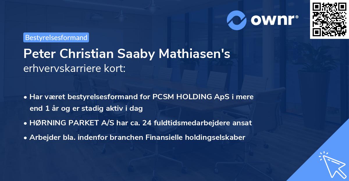 Peter Christian Saaby Mathiasen's erhvervskarriere kort
