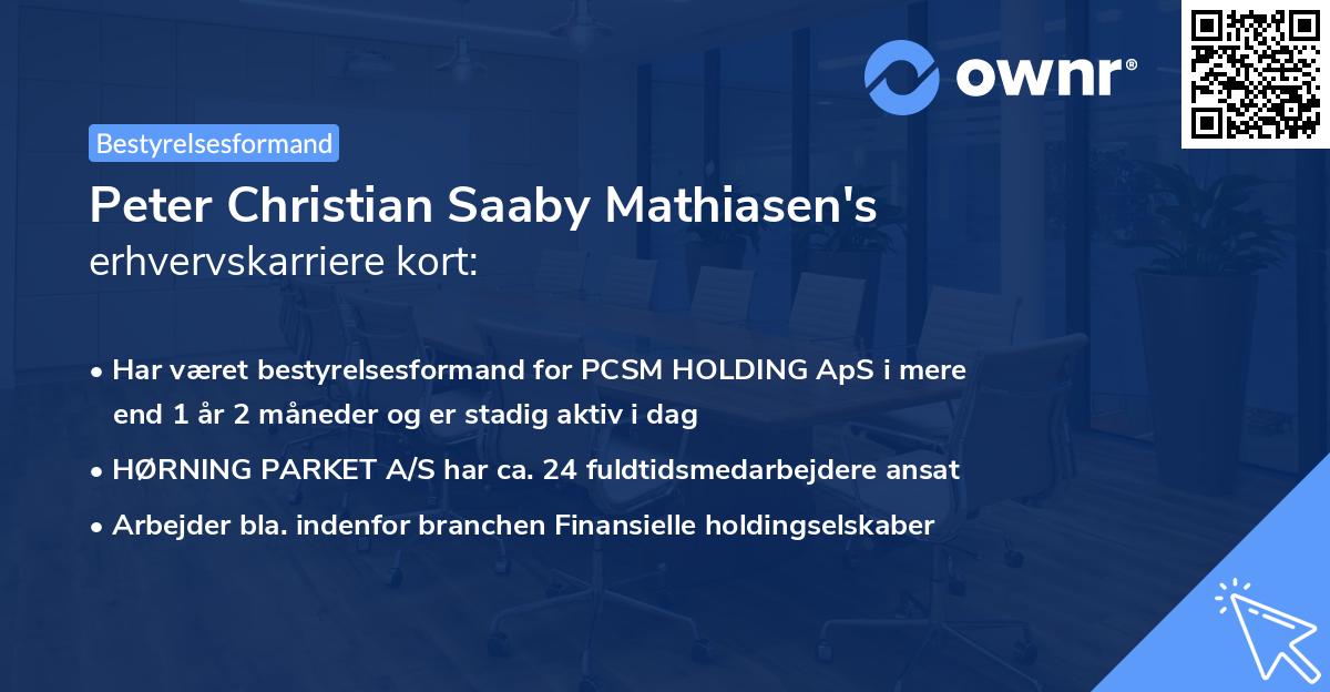 Peter Christian Saaby Mathiasen's erhvervskarriere kort