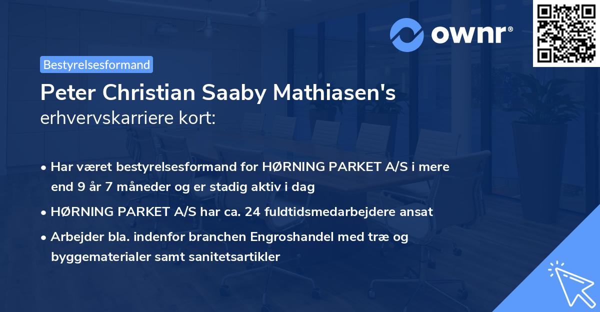 Peter Christian Saaby Mathiasen's erhvervskarriere kort