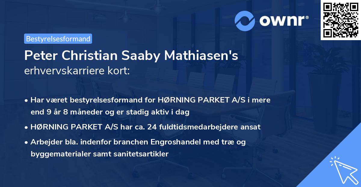 Peter Christian Saaby Mathiasen's erhvervskarriere kort