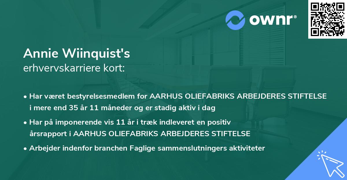 Annie Wiinquist's erhvervskarriere kort