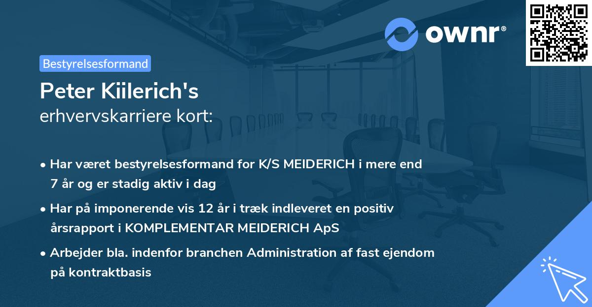 Peter Kiilerich's erhvervskarriere kort