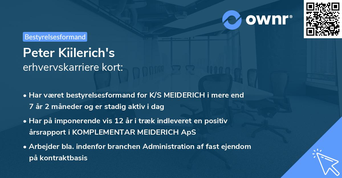 Peter Kiilerich's erhvervskarriere kort
