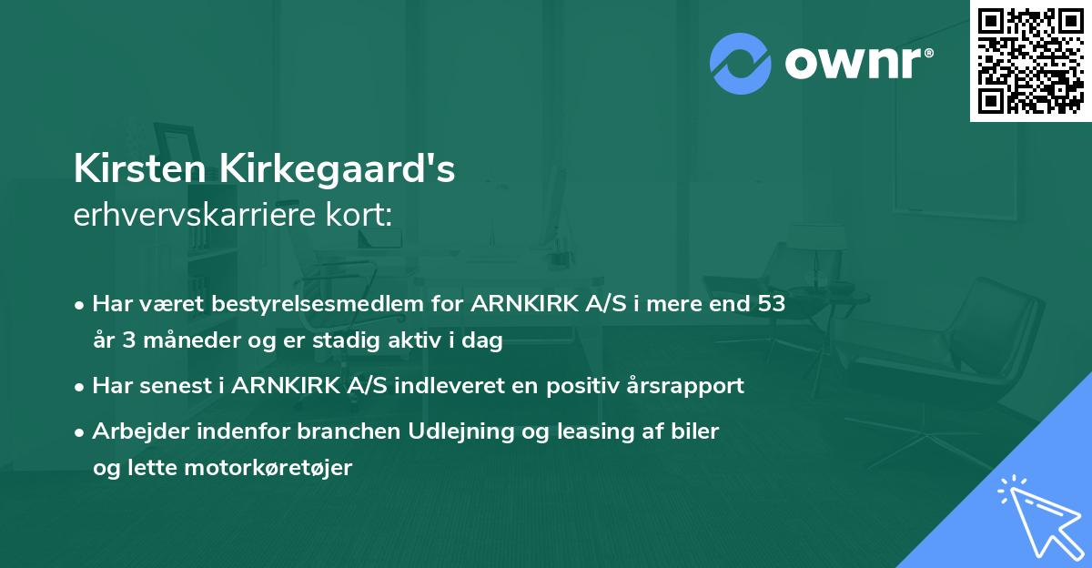 Kirsten Kirkegaard's erhvervskarriere kort