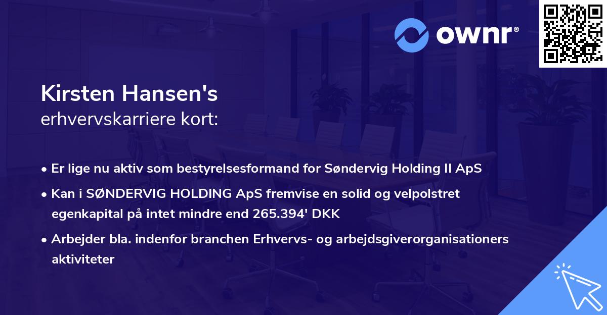 Kirsten Hansen's erhvervskarriere kort