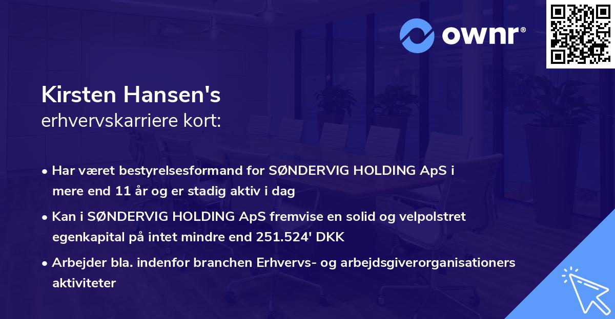 Kirsten Hansen's erhvervskarriere kort