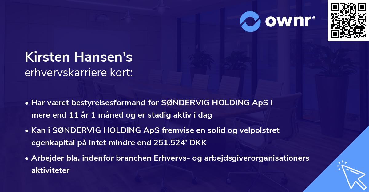 Kirsten Hansen's erhvervskarriere kort
