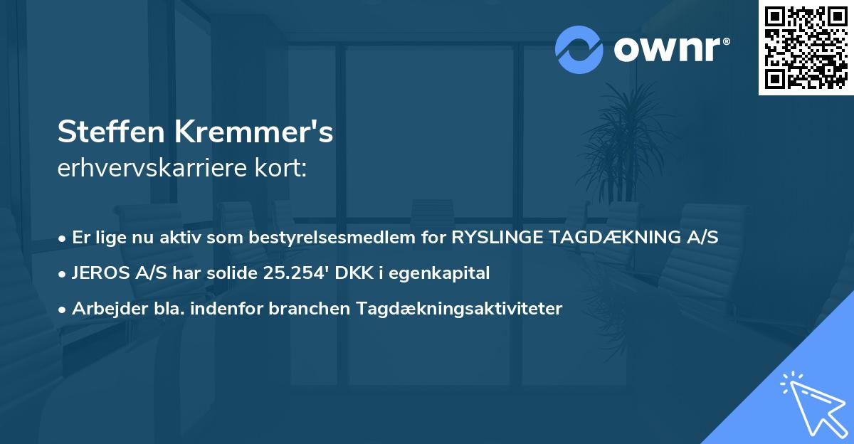 Steffen Kremmer's erhvervskarriere kort