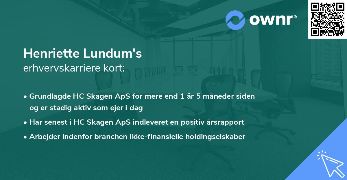 Henriette Lundum's erhvervskarriere kort
