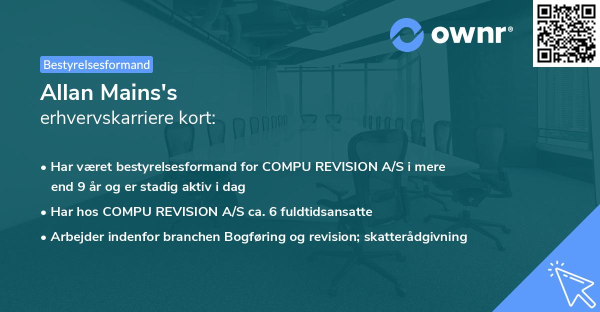Allan Mains's erhvervskarriere kort