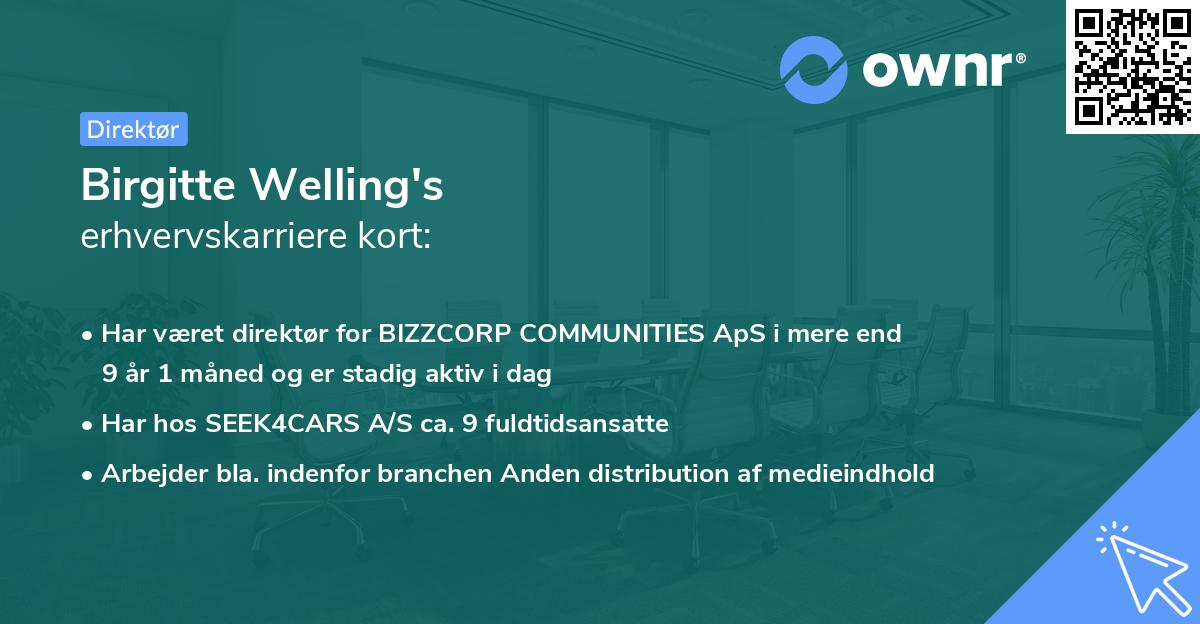 Birgitte Welling's erhvervskarriere kort