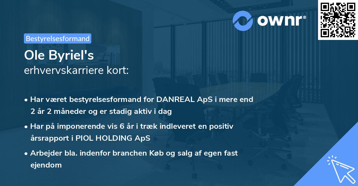 Ole Byriel's erhvervskarriere kort