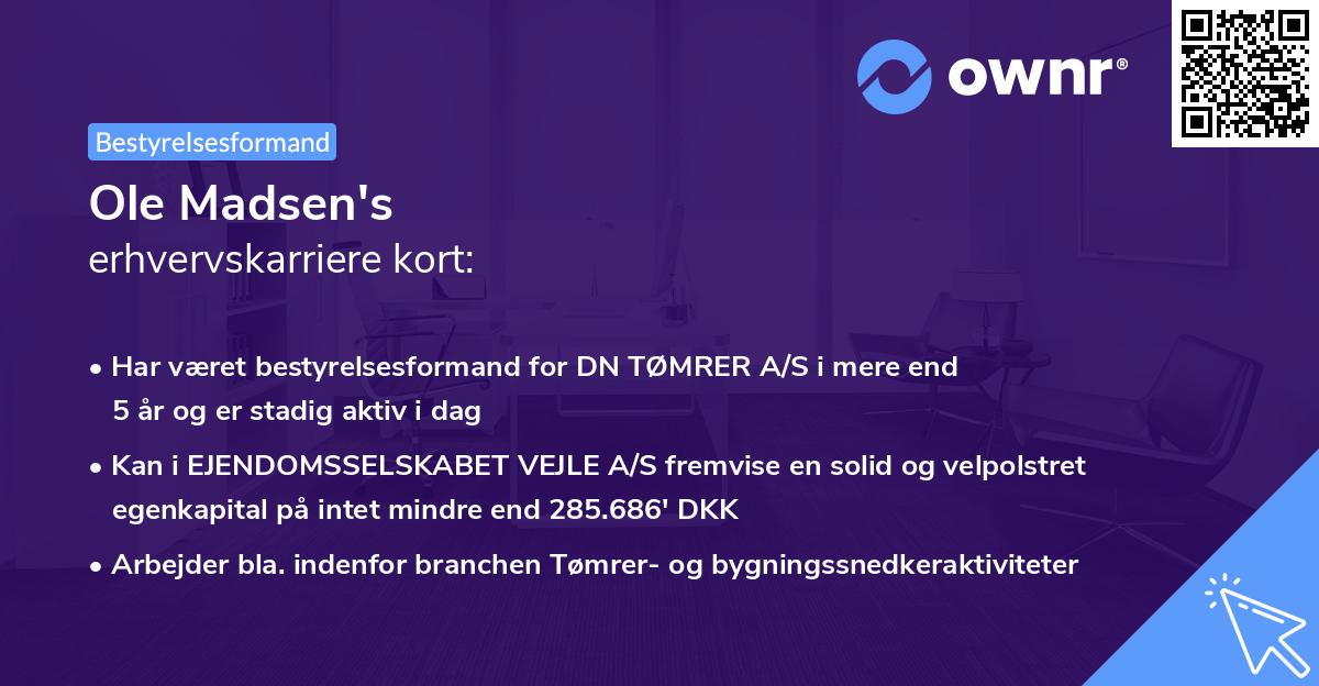 Ole Madsen's erhvervskarriere kort
