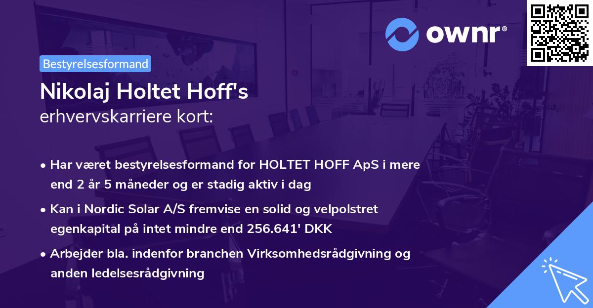 Nikolaj Holtet Hoff's erhvervskarriere kort