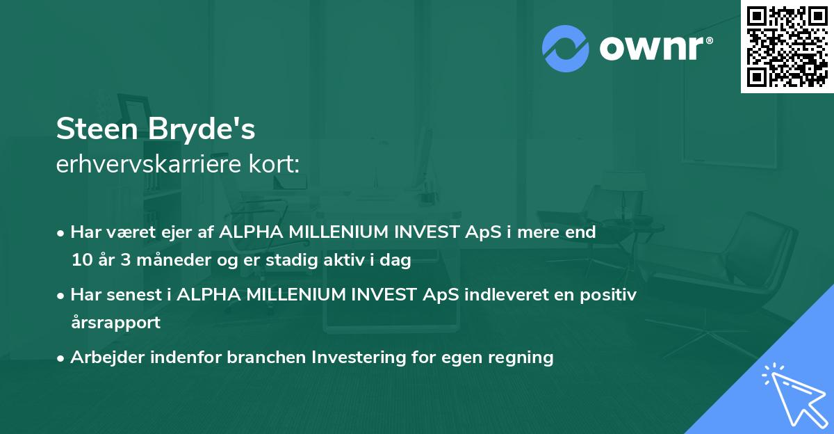 Steen Bryde's erhvervskarriere kort