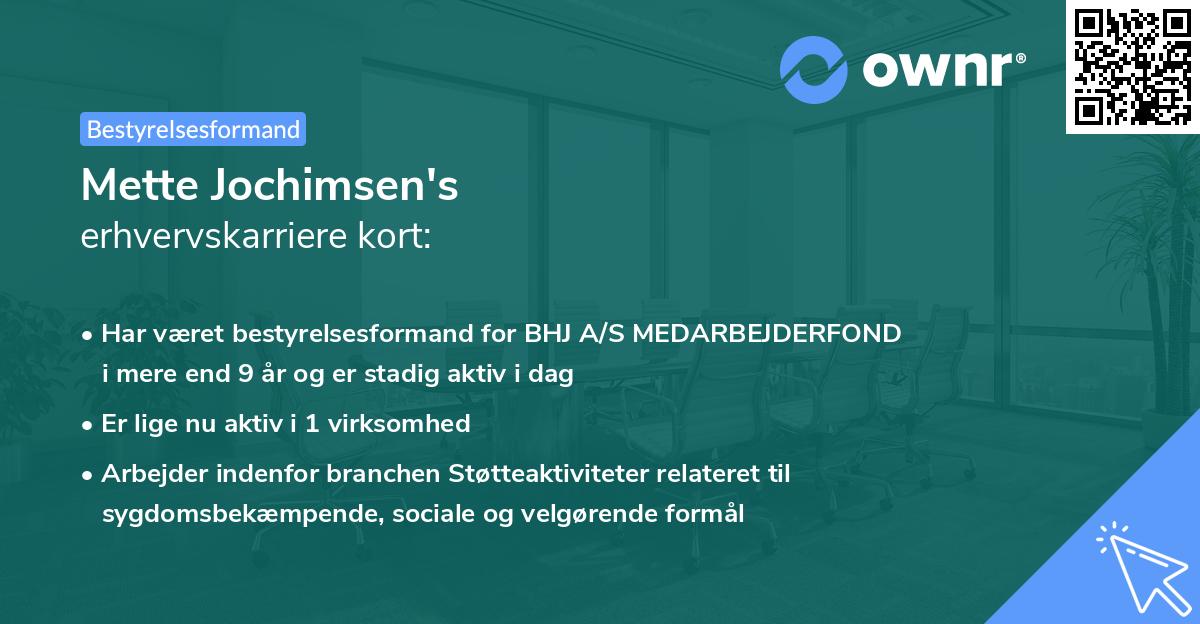 Mette Jochimsen's erhvervskarriere kort