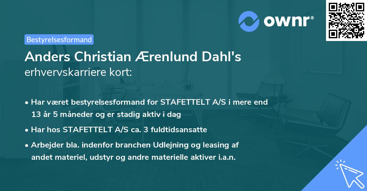 Anders Christian Ærenlund Dahl's erhvervskarriere kort