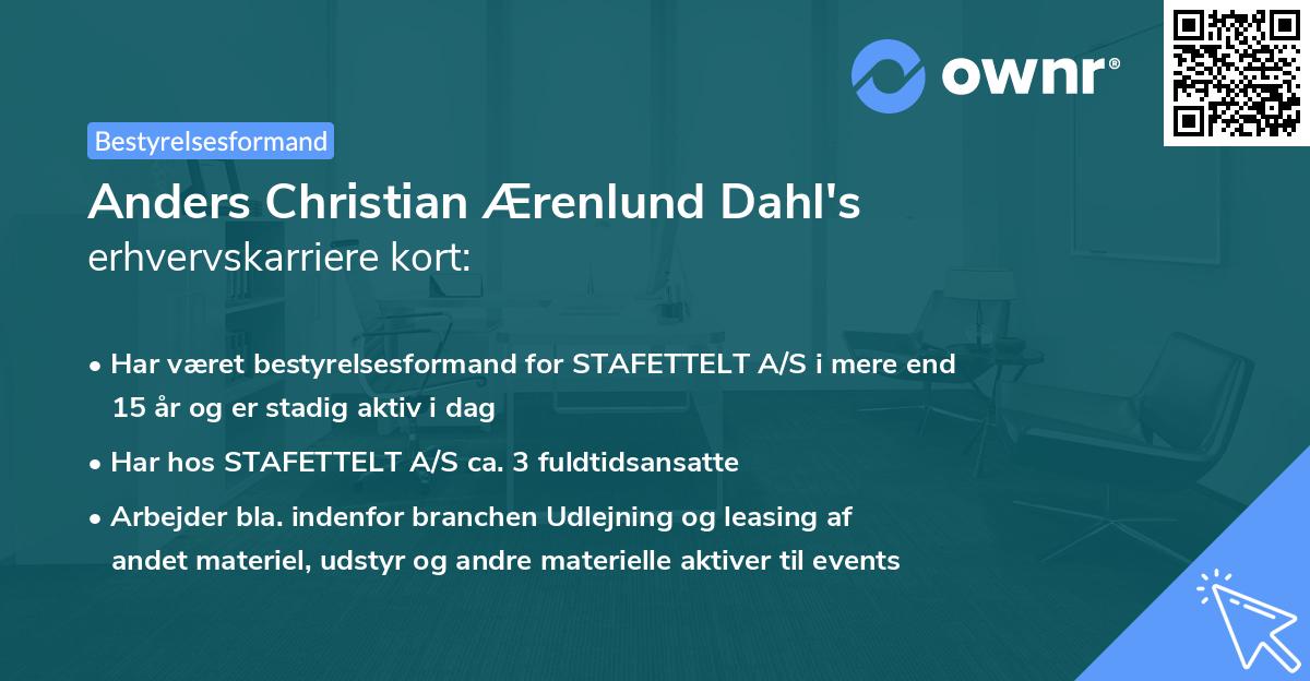 Anders Christian Ærenlund Dahl's erhvervskarriere kort