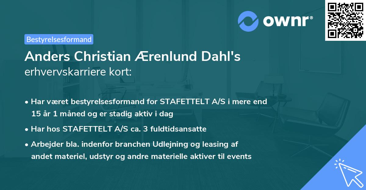 Anders Christian Ærenlund Dahl's erhvervskarriere kort