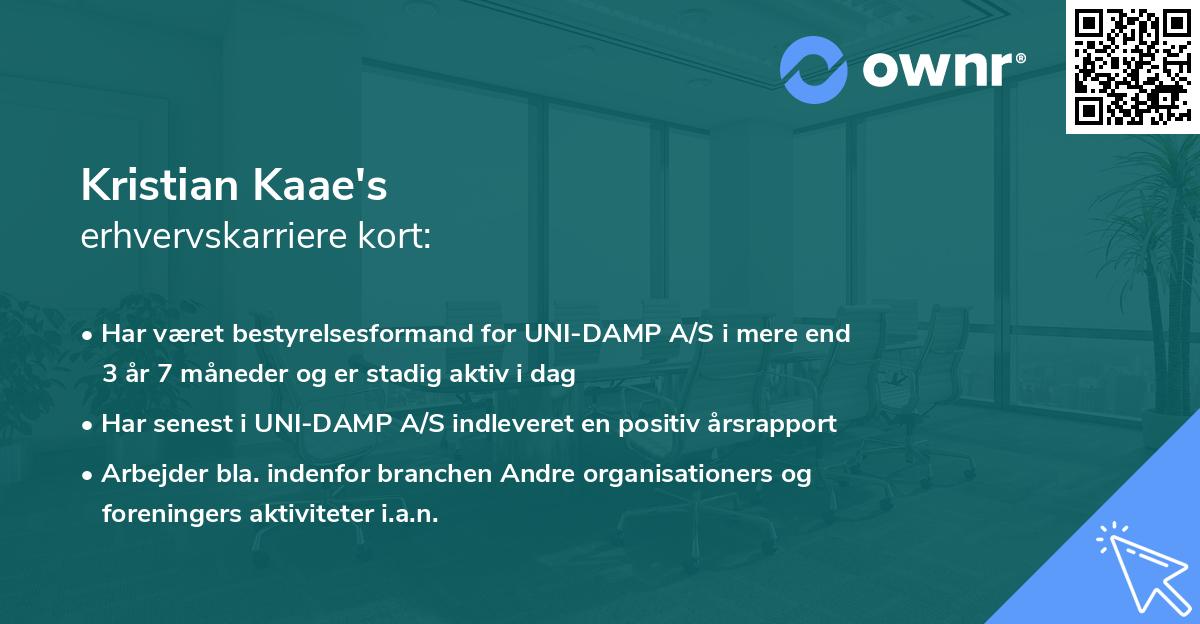 Kristian Kaae's erhvervskarriere kort