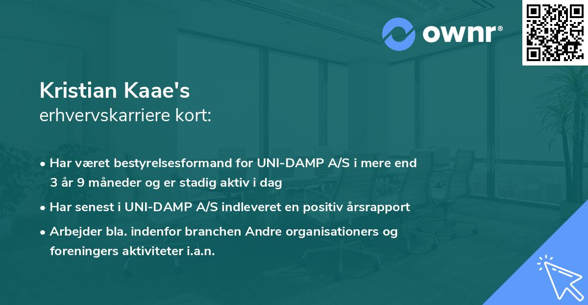Kristian Kaae's erhvervskarriere kort