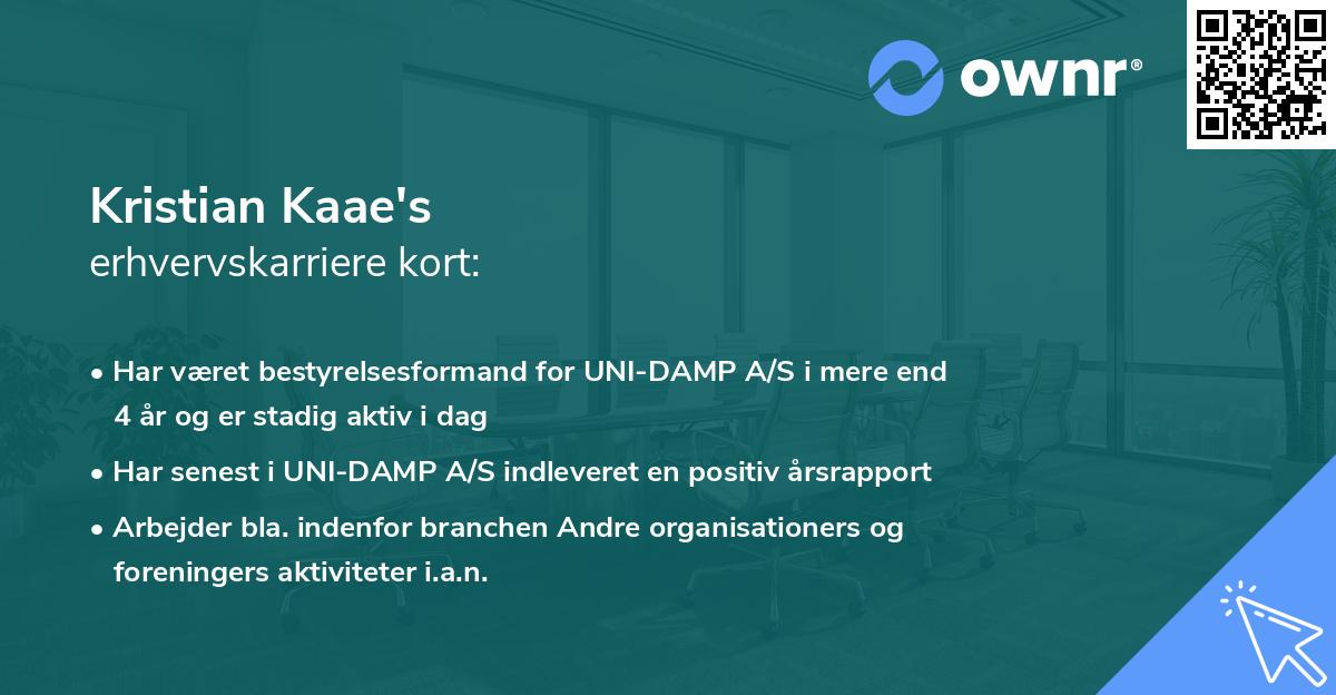 Kristian Kaae's erhvervskarriere kort