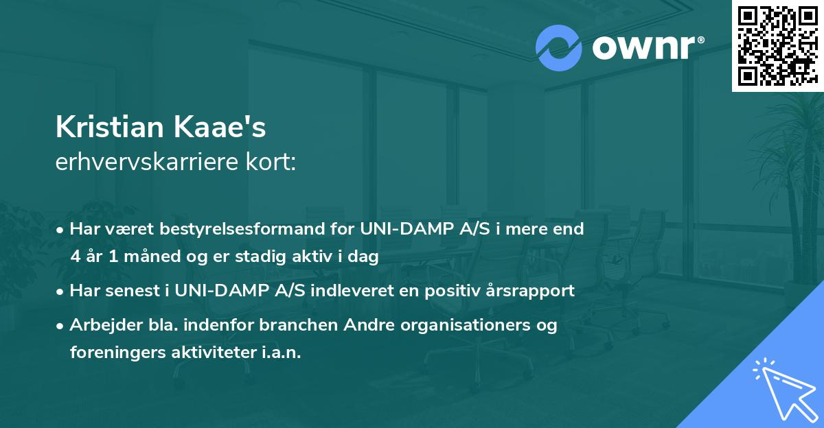 Kristian Kaae's erhvervskarriere kort