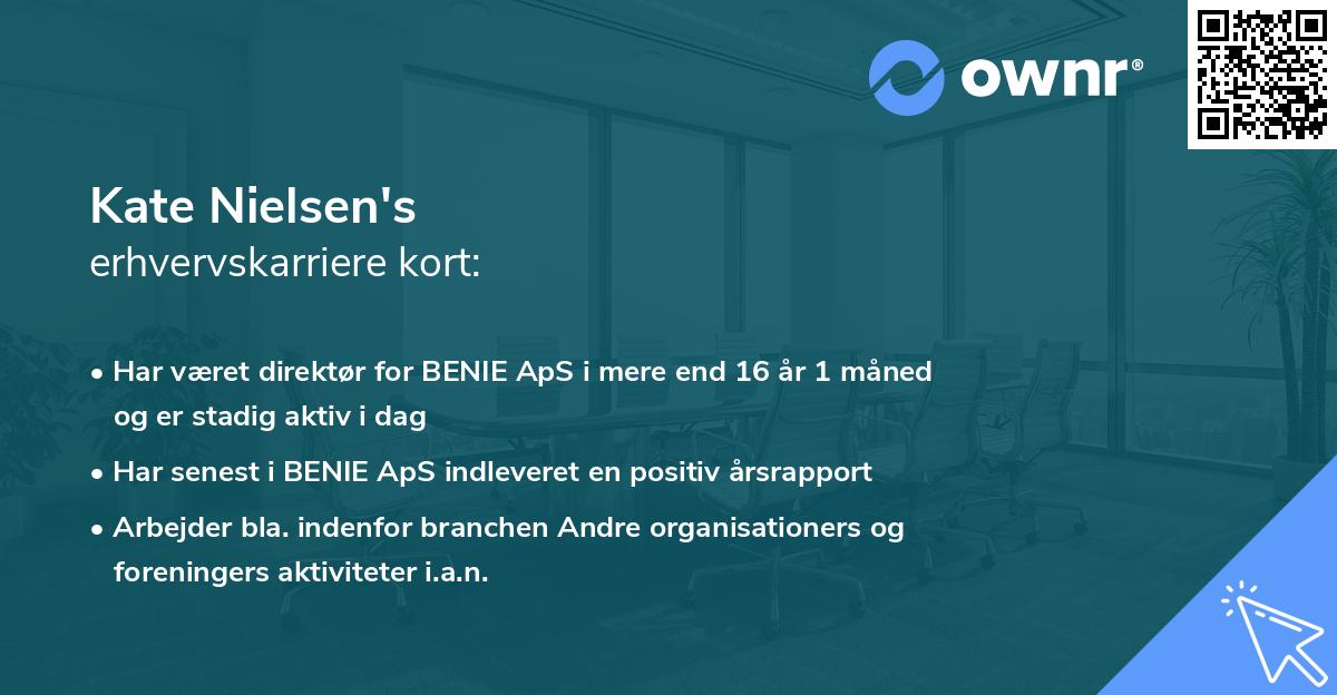 Kate Nielsen's erhvervskarriere kort