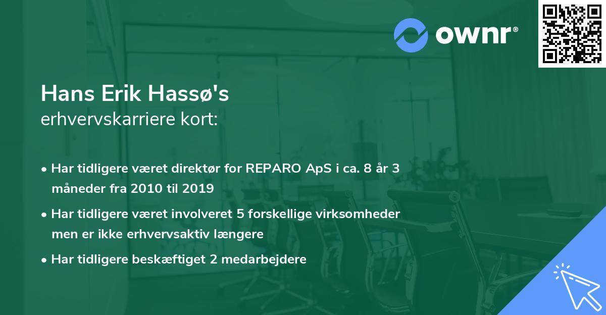 Hans Erik Hassø's erhvervskarriere kort