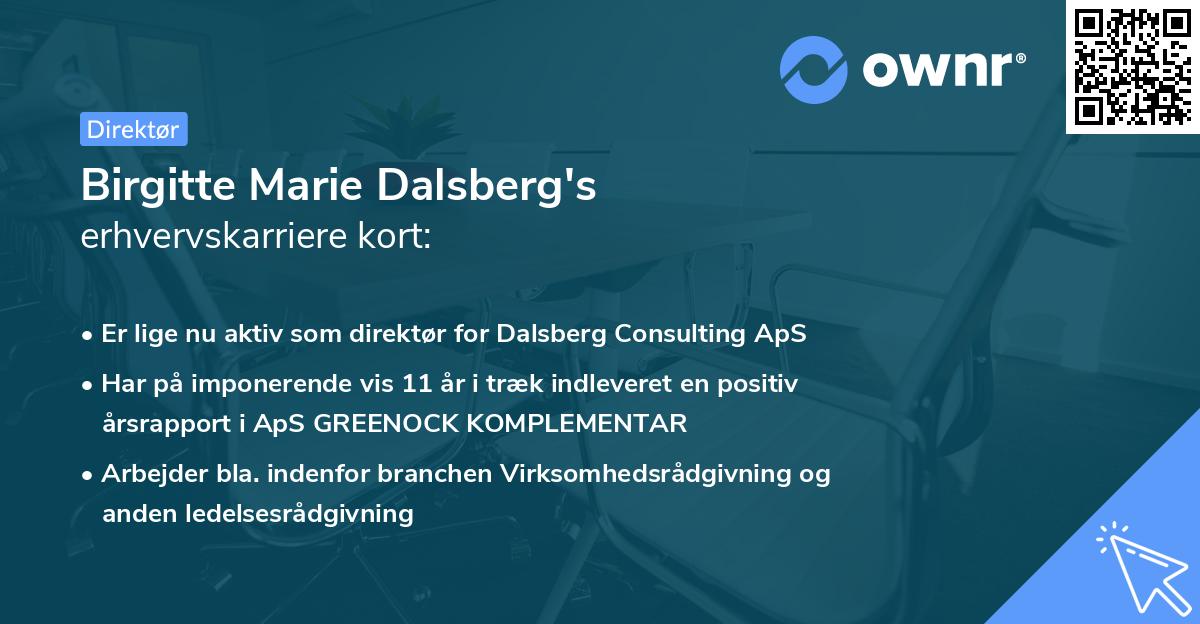 Birgitte Marie Dalsberg's erhvervskarriere kort
