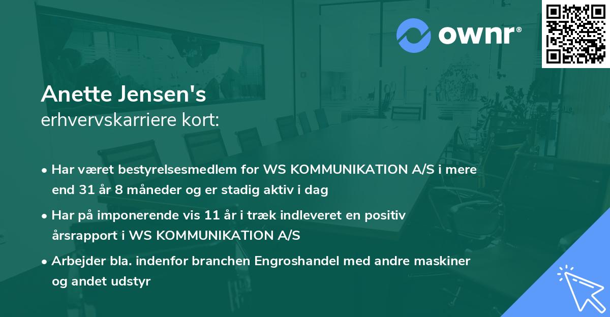 Anette Jensen's erhvervskarriere kort