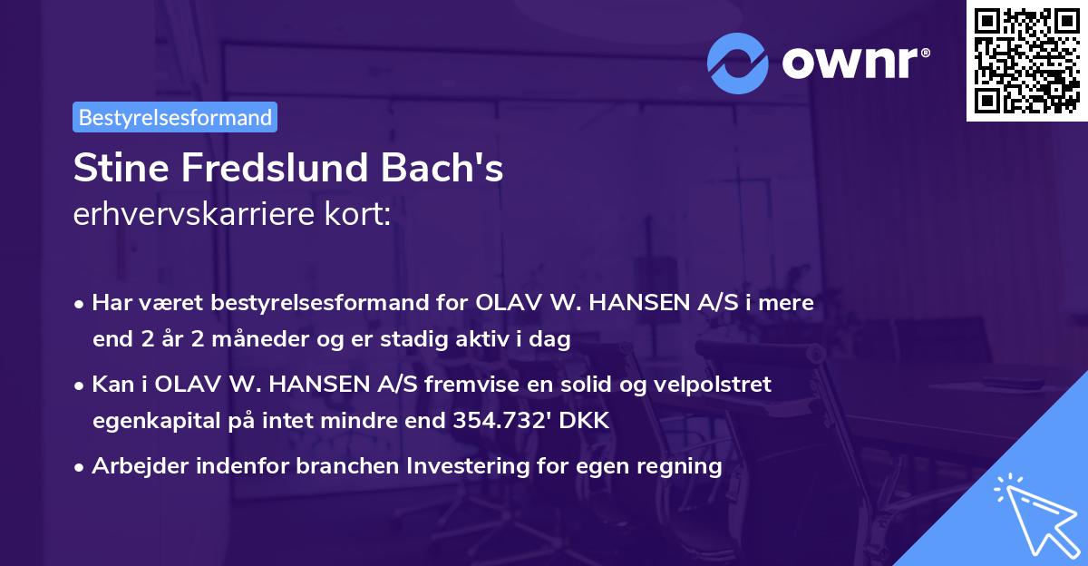 Stine Fredslund Bach's erhvervskarriere kort
